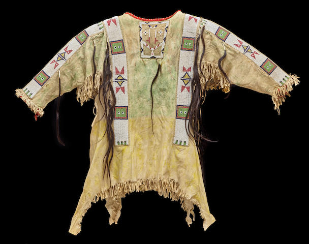 Beige Buckskin Native American Style Handmade Powwow Beaded War Shirt PWS3140