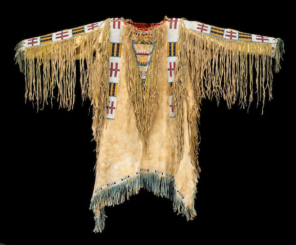 Tan Buckskin Old Look Native American Style Powwow Beaded War Shirt PWS3143