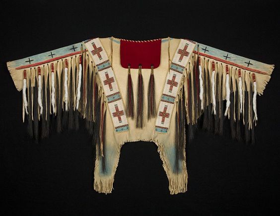 Beige Buckskin Native American Style Handmade Powwow Beaded War Shirt PWS3149