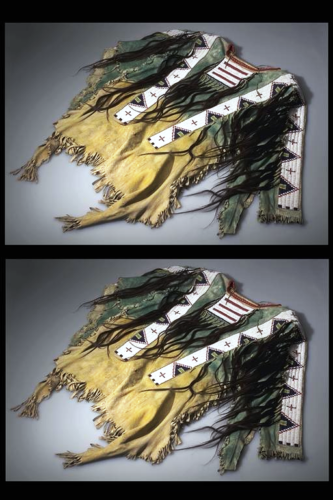 Tan Buckskin Native American Style Handmade Powwow Beaded War Shirt PWS3158