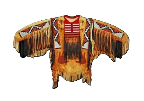 Tan Buckskin Native American Style Handmade Powwow Beaded War Shirt PWS3178