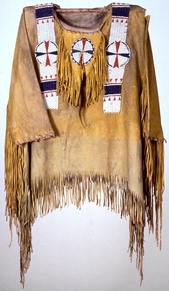 Tan Buckskin Native American Style Handmade Powwow Beaded War Shirt PWS3191