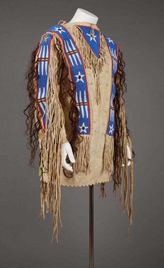 Beige Buckskin Native American Style Handmade Powwow Beaded War Shirt PWS3227