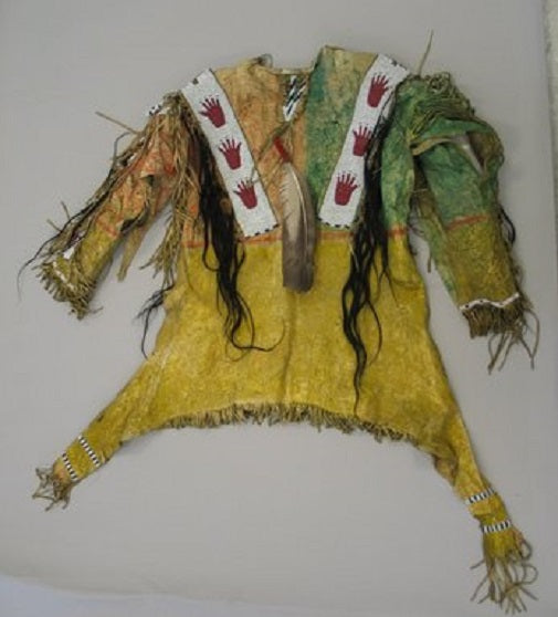 Tan Buckskin Native American Style Handmade Powwow Beaded War Shirt PWS3036