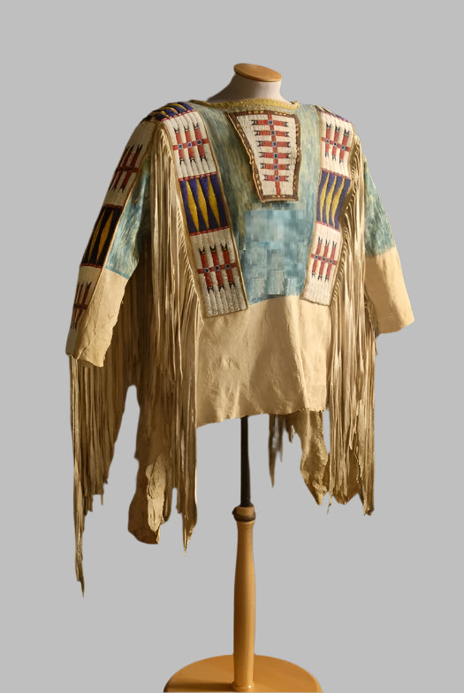 Buckskin Native American Style Handmade Powwow Beaded War Shirt PWS3527