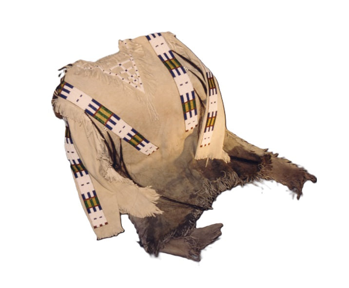 Beige Buckskin Native American Style Handmade Powwow Beaded War Shirt PWS1001