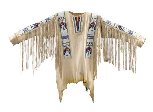 Buckskin Native American Style Handmade Powwow Beaded War Shirt PWS3138