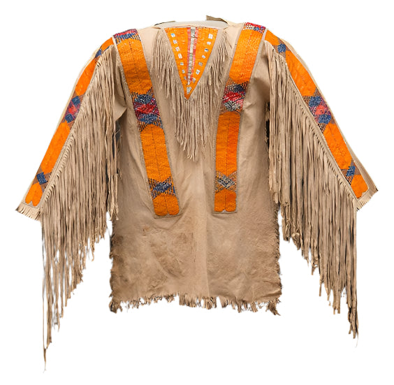 Beige Buckskin Native American Style Handmade Powwow Beaded War Shirt PWS1185