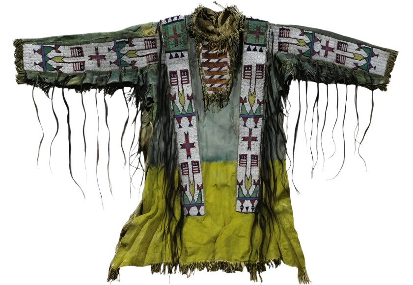 Buckskin Native American Style Handmade Powwow Beaded War Shirt PWS3196