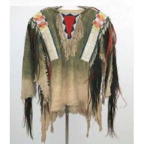 Buckskin Native American Style Handmade Powwow Beaded War Shirt PWS3201