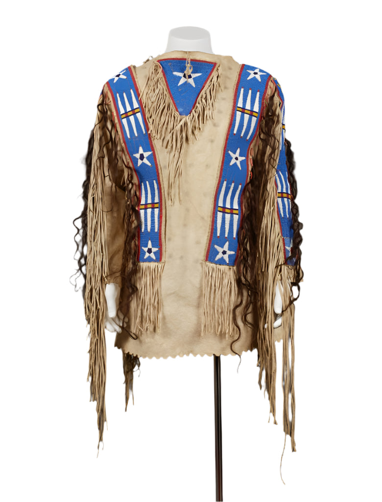 Beige Buckskin Native American Style Handmade Powwow Beaded War Shirt PWS3227