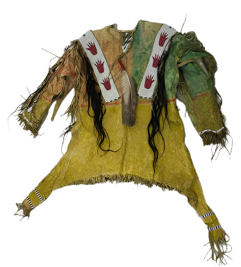 Tan Buckskin Native American Style Handmade Powwow Beaded War Shirt PWS3036