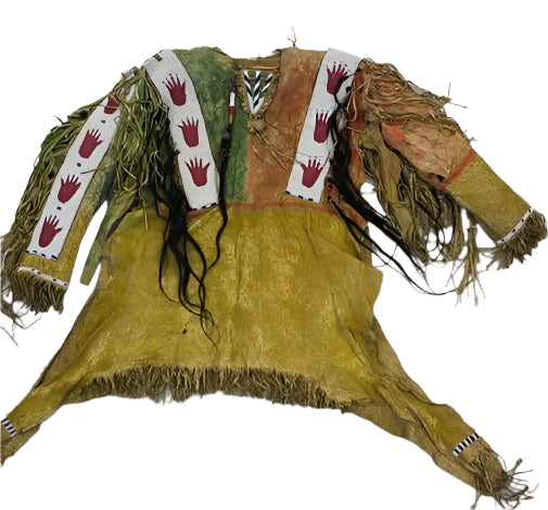 Tan Buckskin Native American Style Handmade Powwow Beaded War Shirt PWS3036