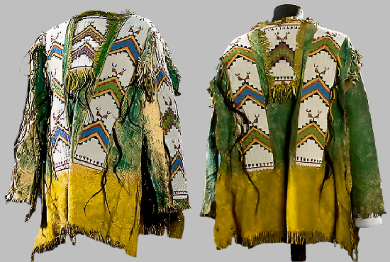 Buckskin Native American Style Handmade Powwow Beaded War Shirt PWS3400