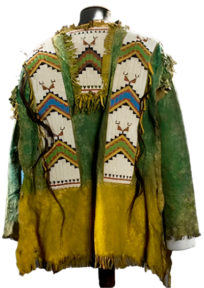 Buckskin Native American Style Handmade Powwow Beaded War Shirt PWS3400