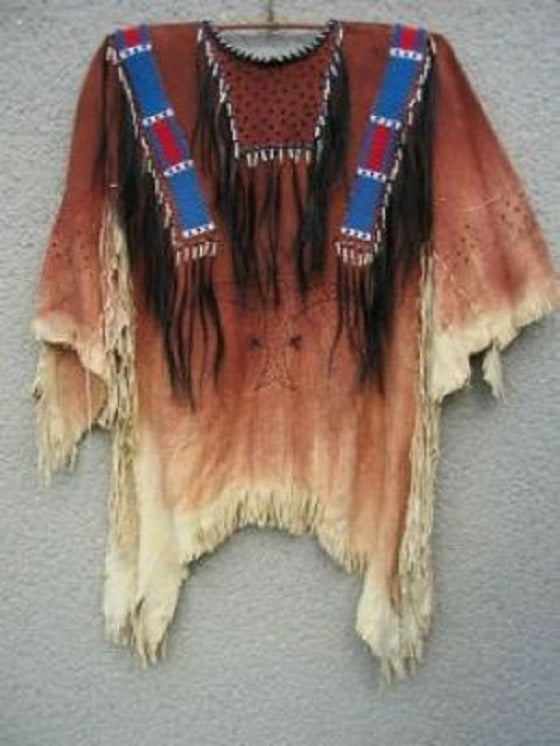 Buckskin Native American Style Handmade Powwow Beaded War Shirt PWS3453