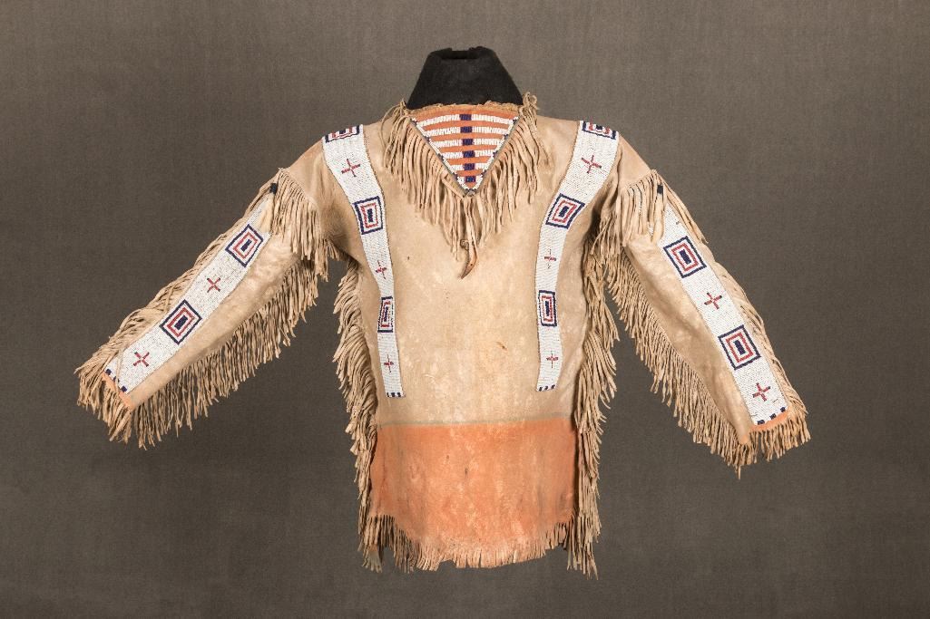 Buckskin Native American Style Handmade Powwow Beaded War Shirt PWS3049