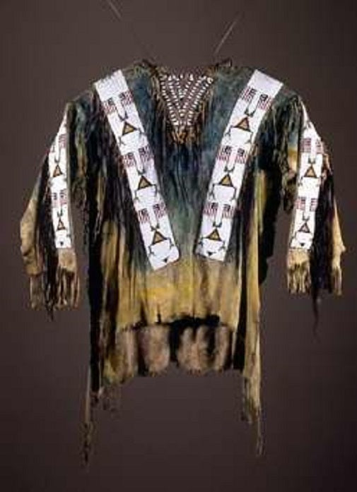 Buckskin Native American Style Handmade Powwow Beaded War Shirt PWS3060