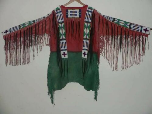 Buckskin Native American Style Handmade Powwow Beaded War Shirt PWS3697