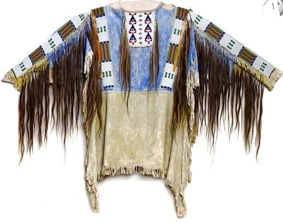 Buckskin Native American Style Handmade Powwow Beaded War Shirt PWS3829