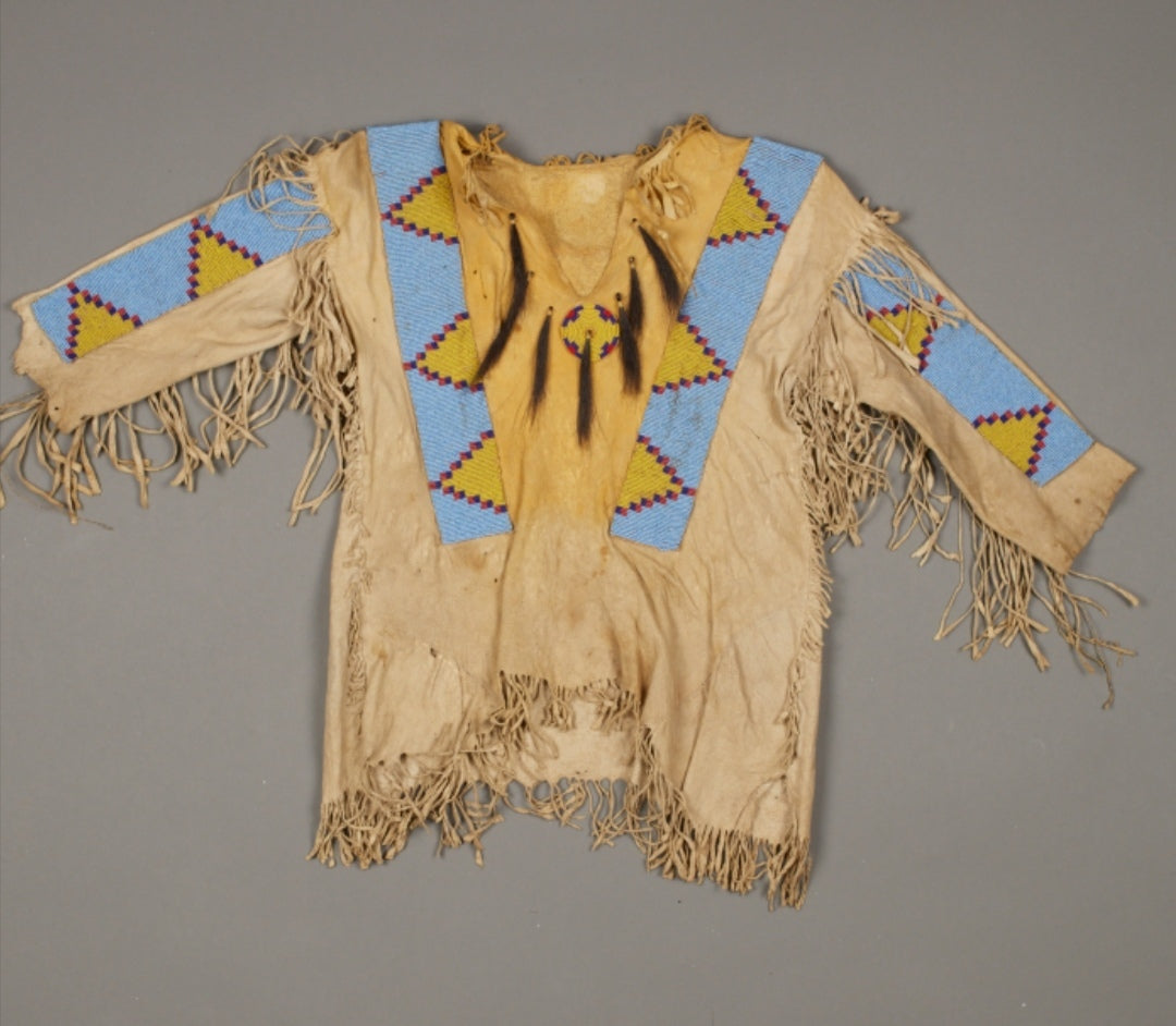 Buckskin Native American Style Handmade Powwow Beaded War Shirt PWS3834
