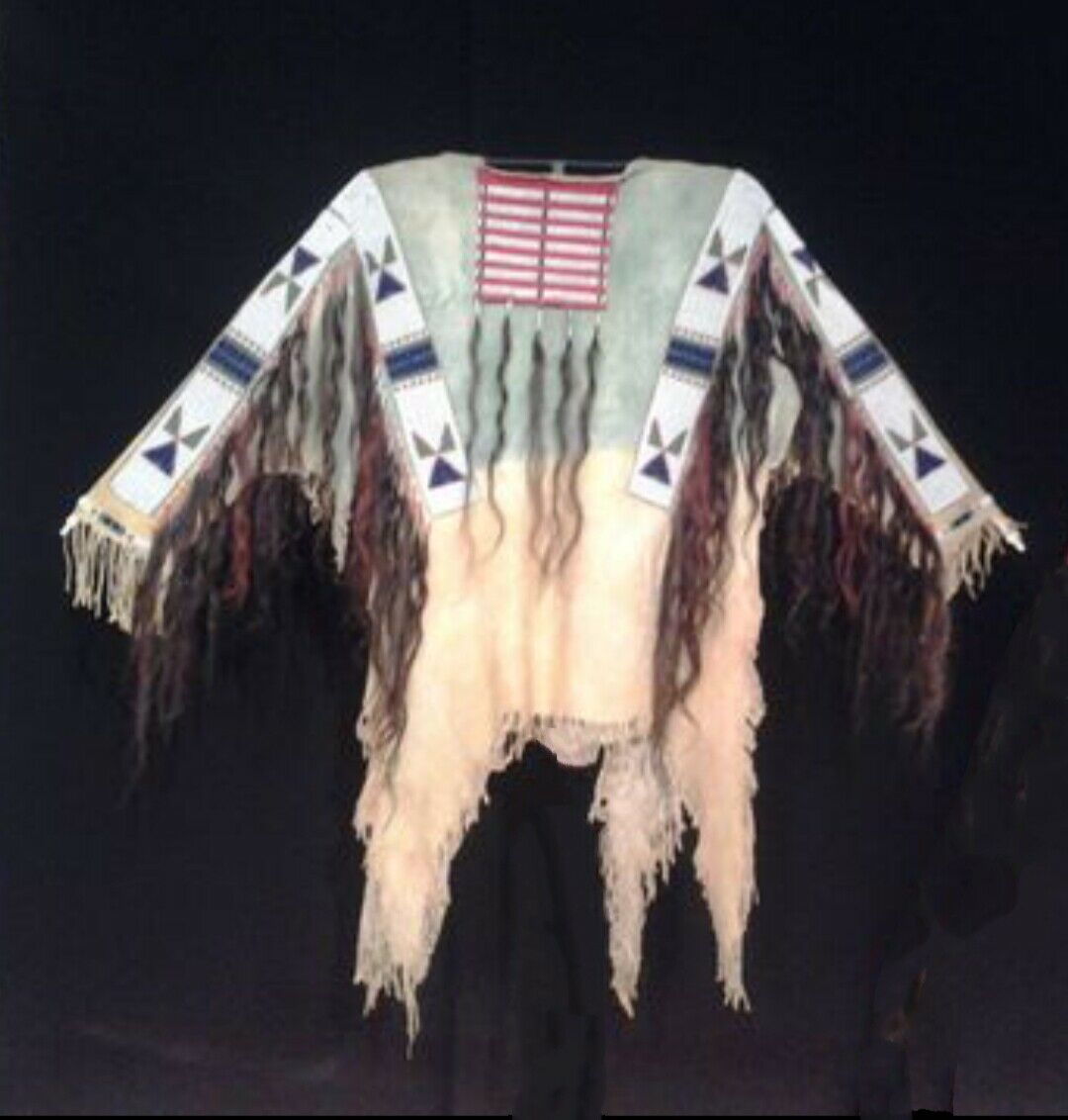 Buckskin Native American Style Handmade Powwow Beaded War Shirt PWS3845