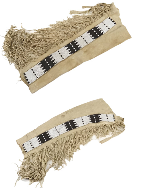Powwow Regalia Beige Suede Leather Hand Beaded Chaps / Leggings NCP1110