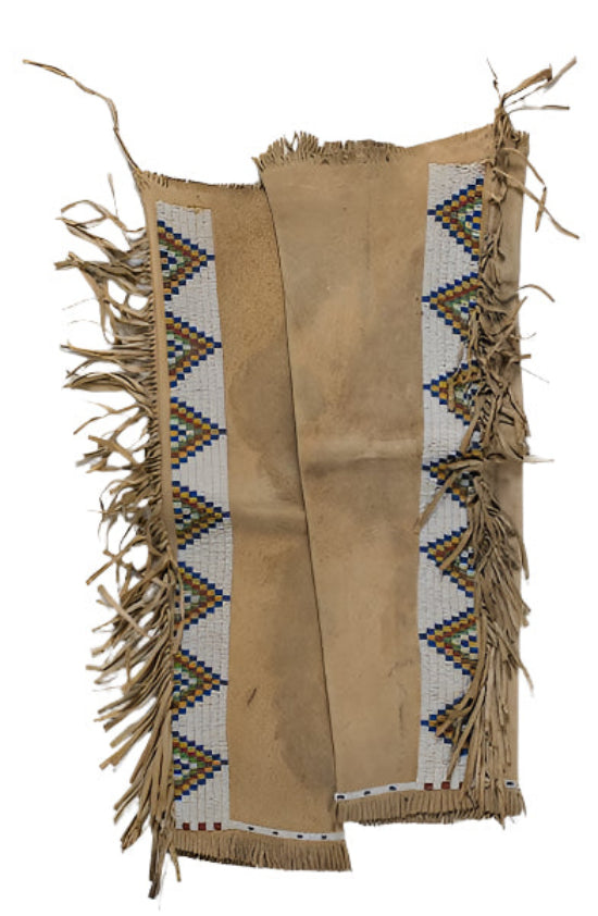 Powwow Regalia Beige Suede Leather Hand Beaded Chaps / Leggings NCP1111