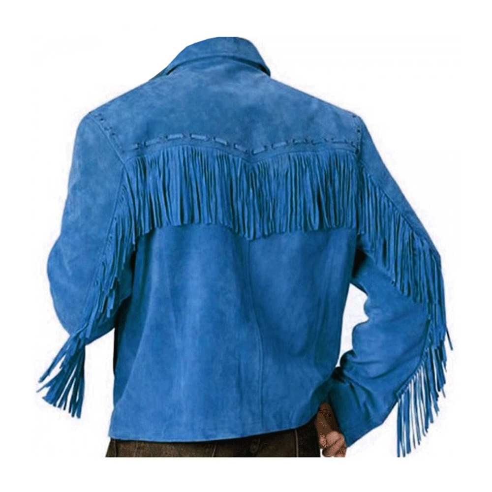 Western Cowboy Brown Suede Leather Fringe Jacket for Mens NFJ804