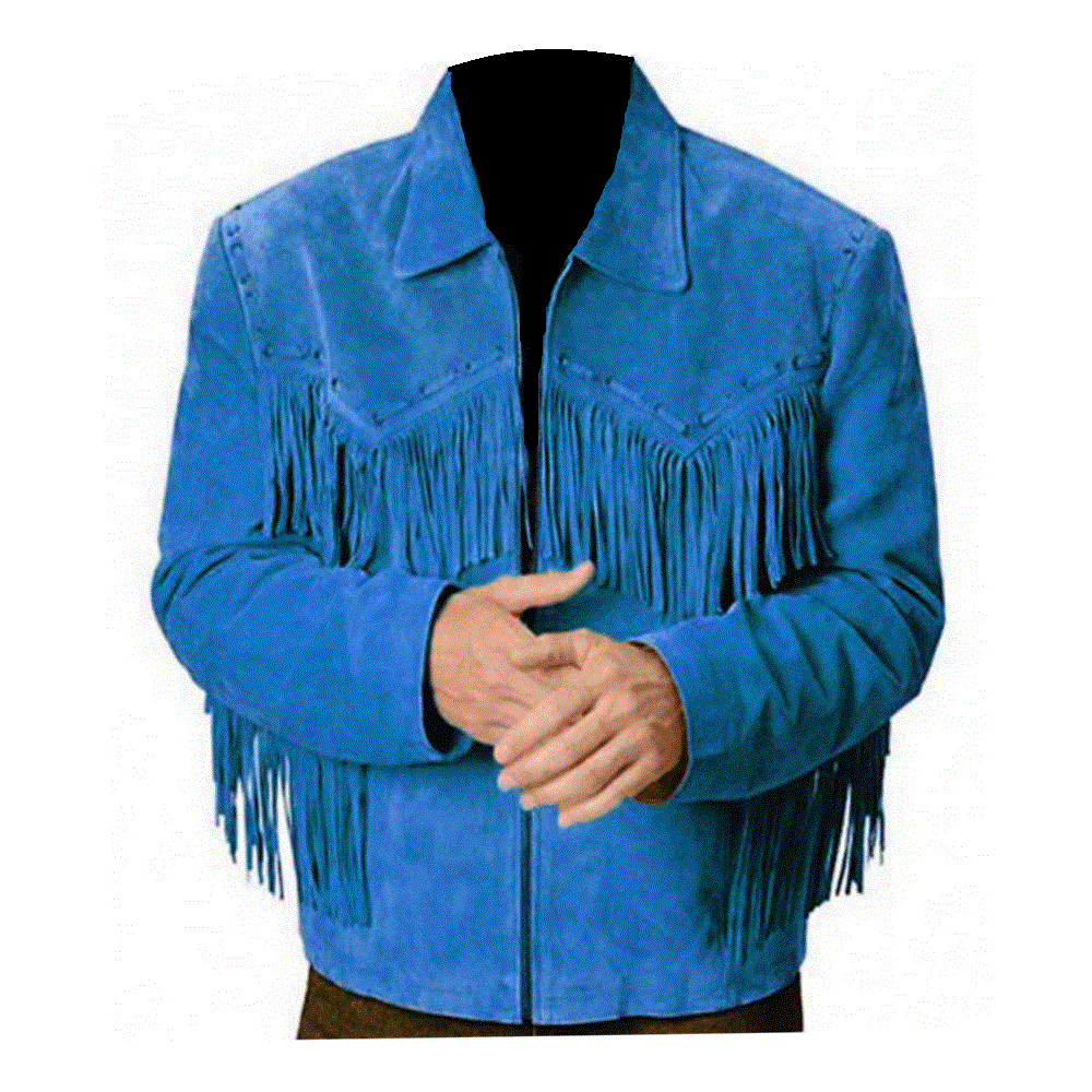 Western Cowboy Brown Suede Leather Fringe Jacket for Mens NFJ804