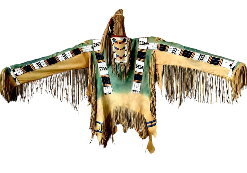 Buckskin Native American Style Handmade Powwow Beaded War Shirt PWS3136