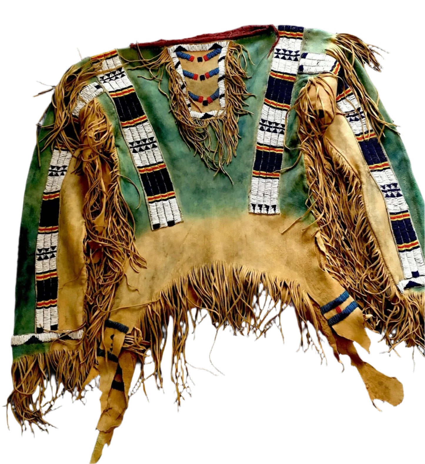 Buckskin Native American Style Handmade Powwow Beaded War Shirt PWS3136
