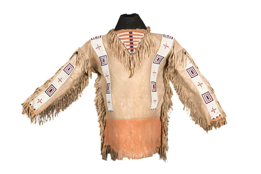 Native American Style Handmade Powwow Beaded War Shirt PWS3049