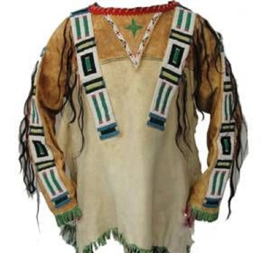 Native American Style Handmade Powwow Beaded War Shirt PWS3059
