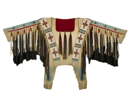 Native American Style Handmade Powwow Beaded War Shirt PWS3149