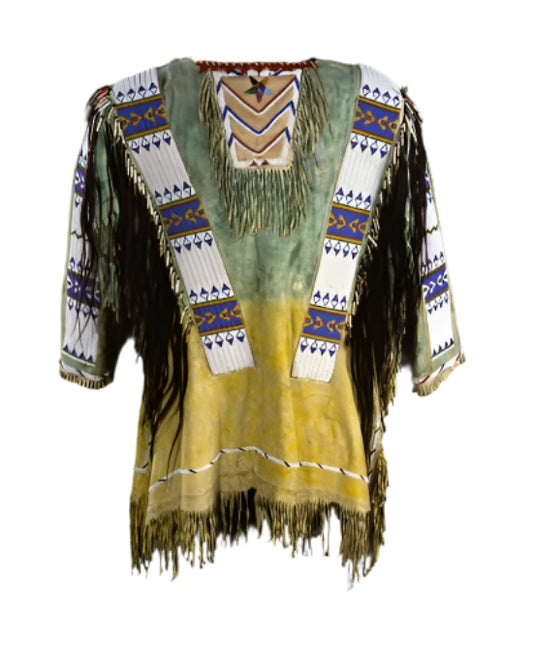 Native American Style Handmade Powwow Beaded War Shirt PWS3164