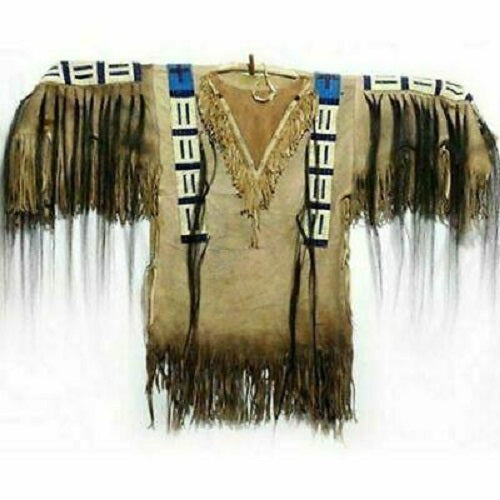 Native American Style Handmade Powwow Beaded War Shirt PWS3578