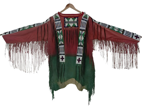 Native American Style Handmade Powwow Beaded War Shirt PWS3697