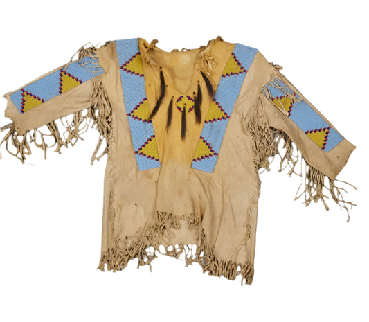 Native American Style Handmade Powwow Beaded War Shirt PWS3834