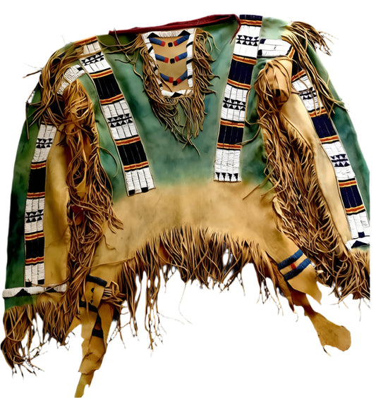 Native American Style Handmade Powwow Beaded War Shirt PWS3836