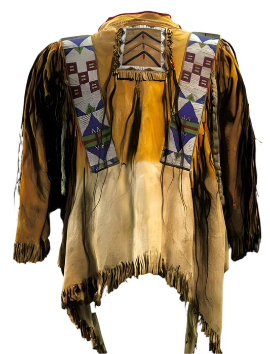 Native American Style Handmade Powwow Beaded War Shirt PWS3837