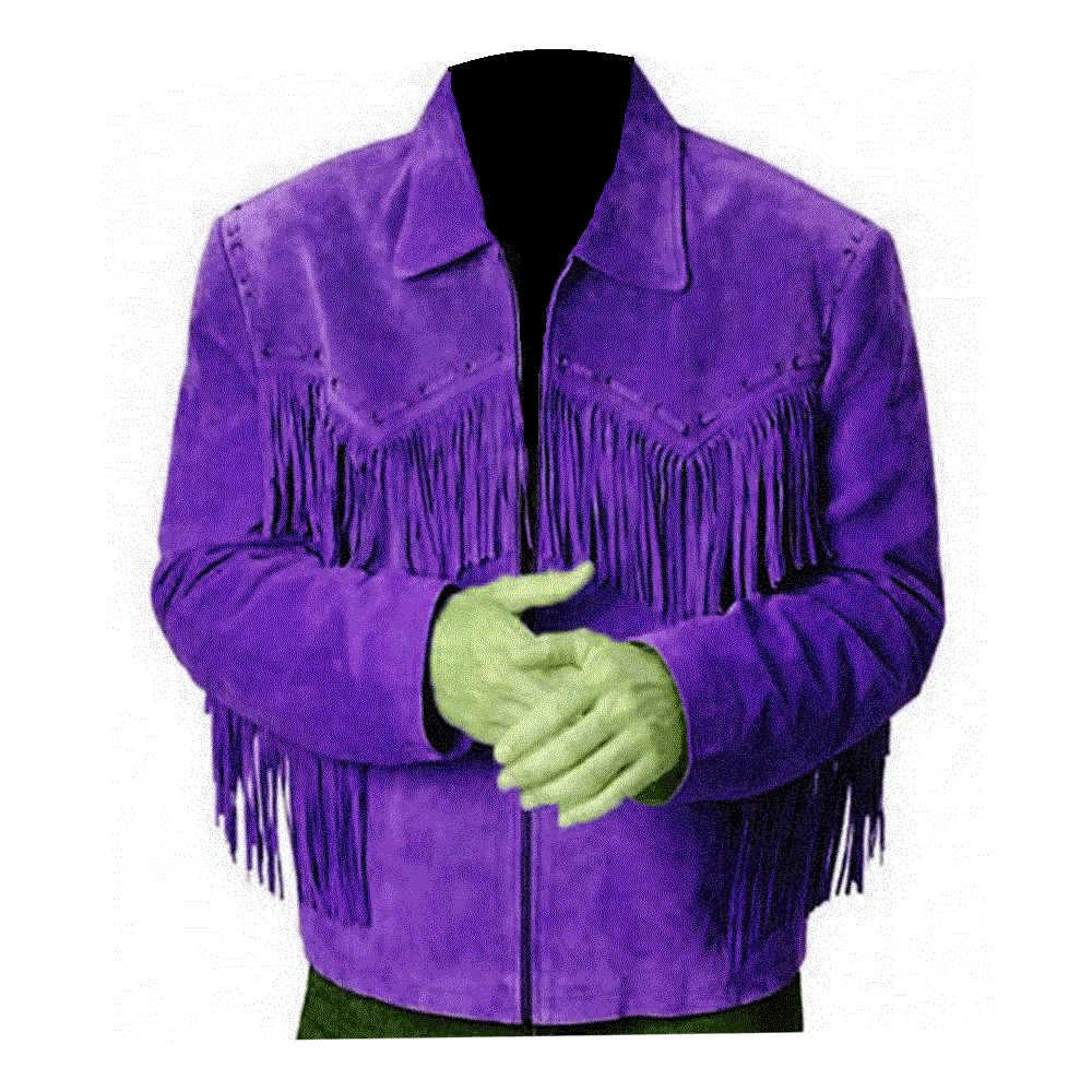 Western Cowboy Brown Suede Leather Fringe Jacket for Mens NFJ804