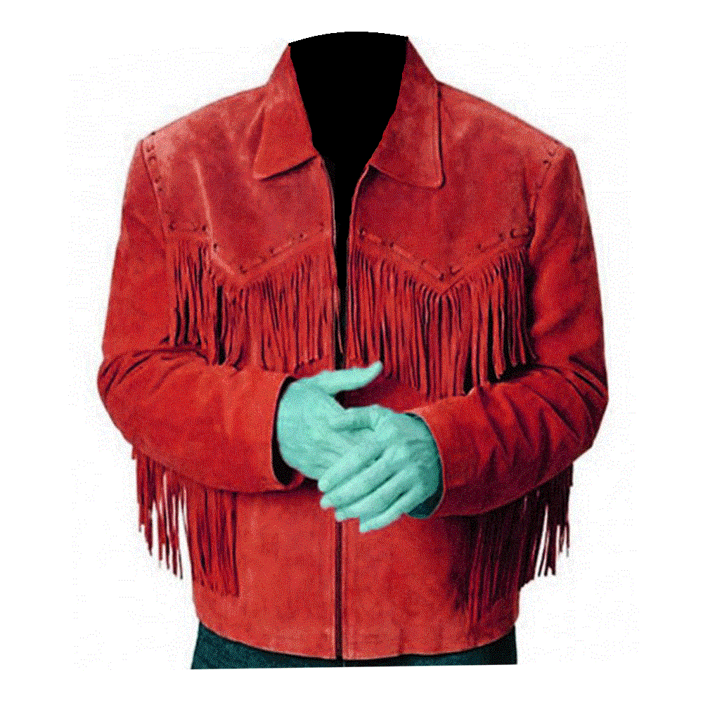 Western Cowboy Brown Suede Leather Fringe Jacket for Mens NFJ804