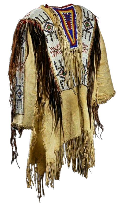 Beige Buckskin Native American Style  Handmade Powwow Beaded War Shirts PWS830