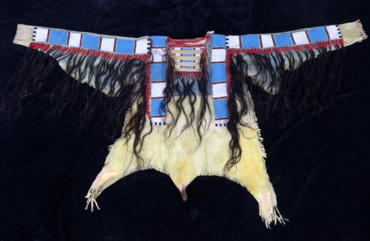 Buckskin Native American Style Handmade Powwow Beaded War Shirt PWS3816