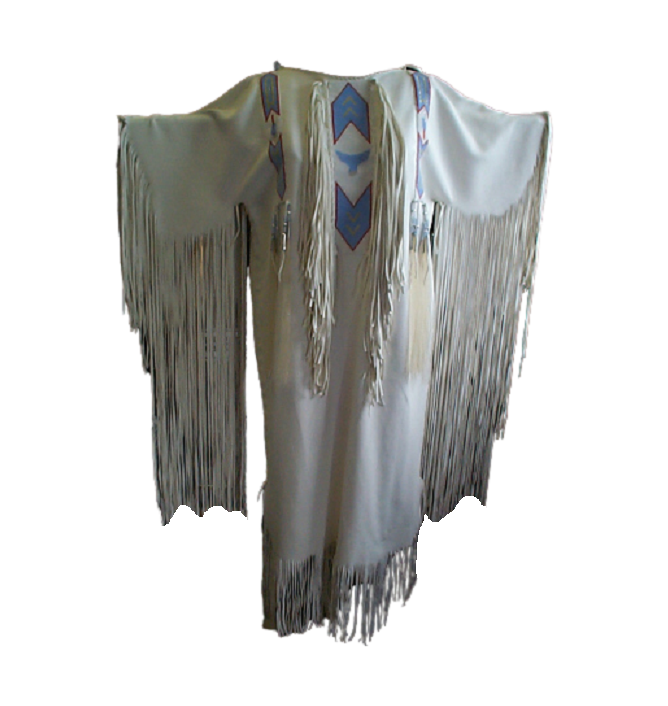 Native Women White Leather Long Fringes Beaded Wedding Dress Powwow Regalia PWD103